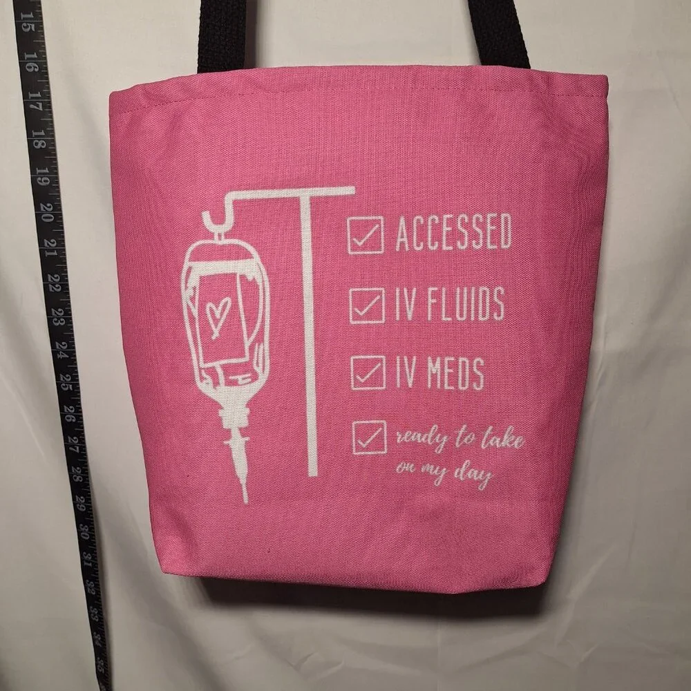 NWOT Canvas Tote - IV Hydration/Meds - Pink w/black straps - NEW